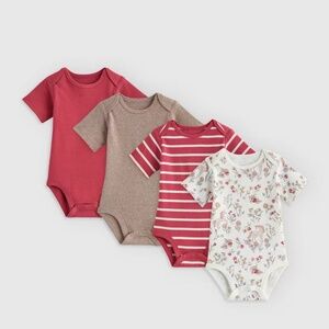 Quince - 100% Organic Cotton Short Sleeve Bodysuit 4-Pack - 0-3 Month